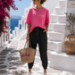 Damen T-Shirt Baumwollshirt in dunkel Pink mit Motiv Aperol Spritz