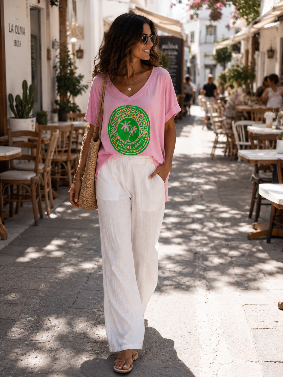 🌴 Ibiza Neon Palm Oversize-Shirt – Pink, Weiß oder Schwarz | Summer Vibes ☀️🌺 38-46