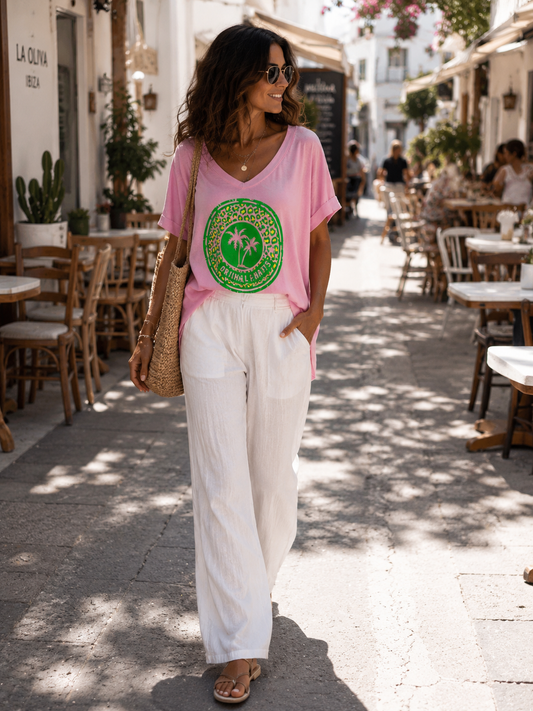 🌴 Ibiza Neon Palm Oversize Shirt – Pink, White or Black | Summer Vibes ☀️🌺 38-46