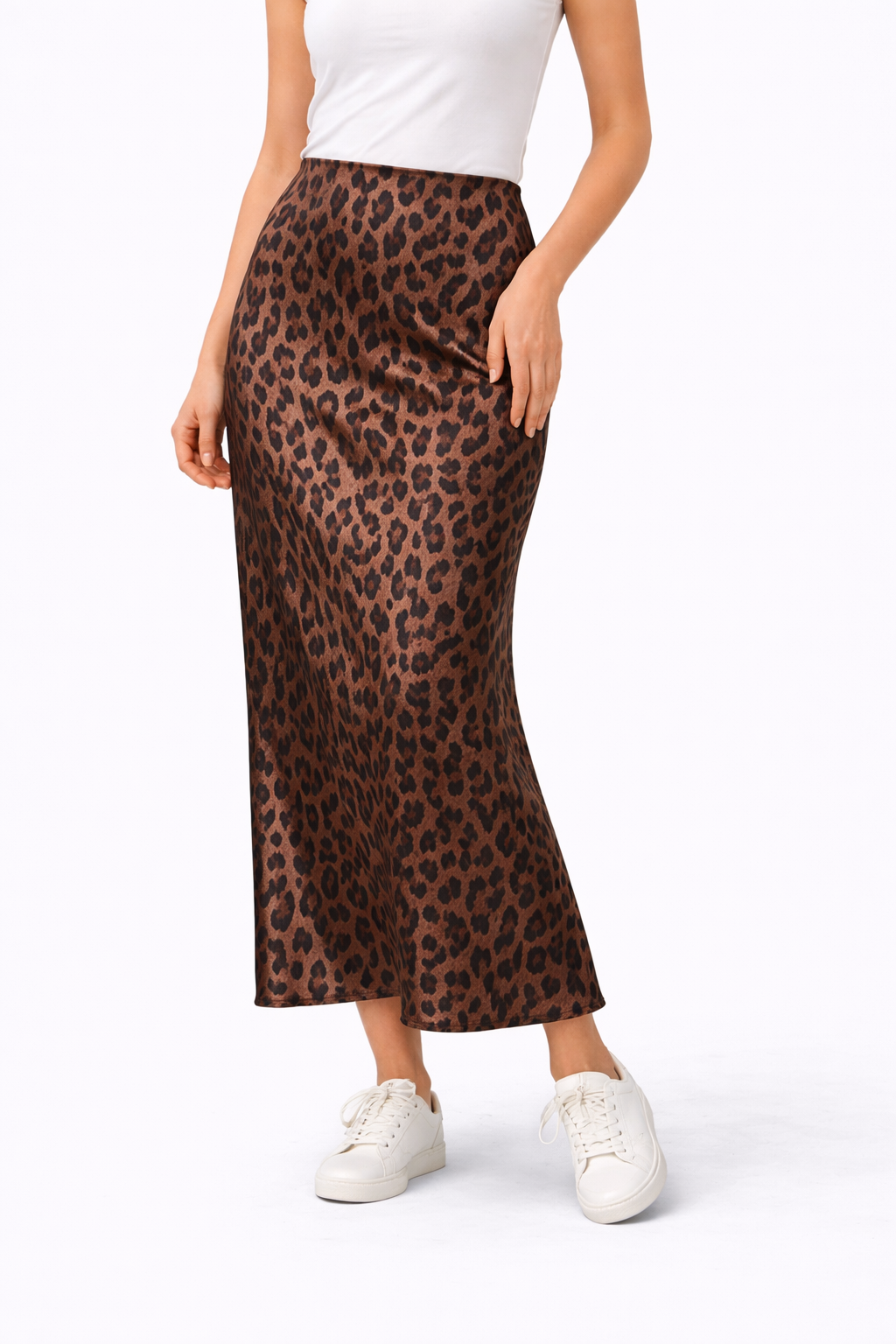 🐆 Leo Luxe Satinrock – Figurschmeichler mit fließendem Fall | 38–42