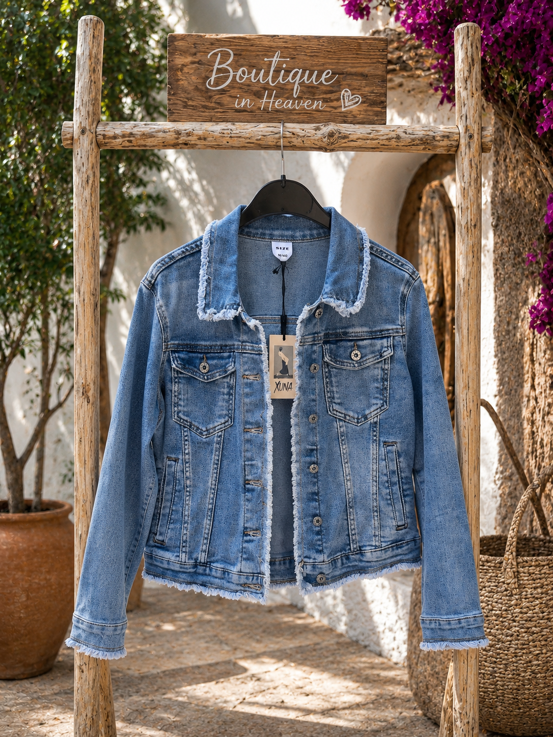 💙 Vintage Denim – Fringed Denim Jacket 38-40