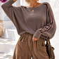 Damen Pullover mit Seitenstreifen – Flauschig, Fledermausärmel, Gr. 38–42+, Rosa Beige Braun Bordeaux