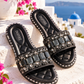 Damen Strass Sandalen Schwarz