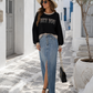 Leichter Damen Sweater aus Viskose – Oversize Pullover mit Glitzer-Schriftzug HEY YOU (38-42)
