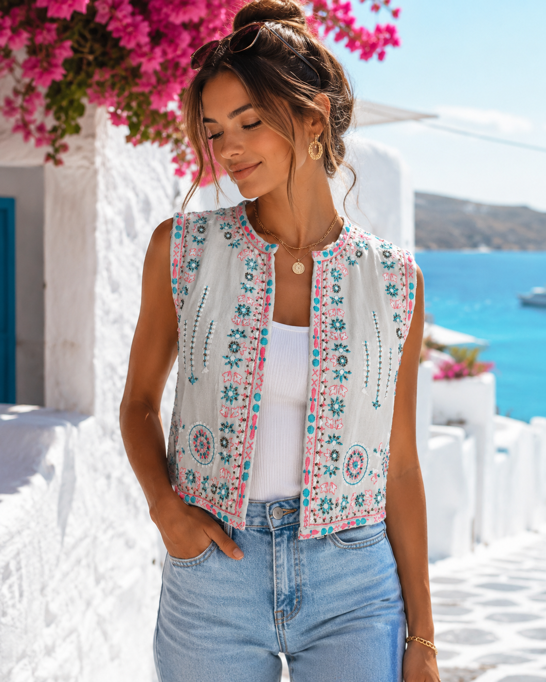 Elegant vest in fresh lime green