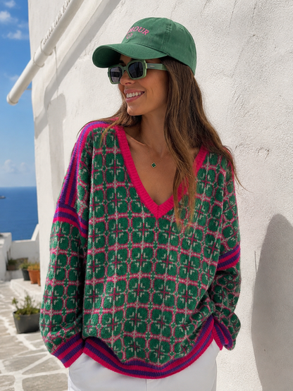 ✨ Les Blondinettes „Colour Crush“ – Luxus Wollmix-Pullover mit V-Ausschnitt