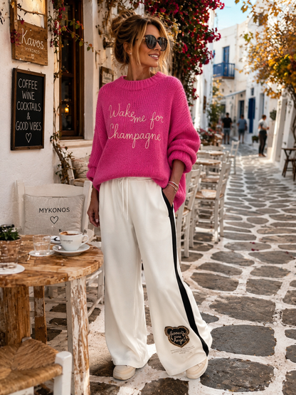 ✨ Wake Me Champagne – Oversize Strickpullover in Pink & Flieder | Kastiger Trend-Pullover (38–42+)