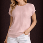 Damen T-Shirt in Rosa gerippt 36-40