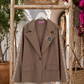 🖤 Women's Black+Brown Blazer with Rhinestone Embellishment | Stretch Blazer 38–42