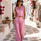 ✨ Metallic Palazzo Pants Pink for Women – Elegant Summer Trousers