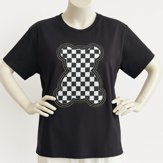 🌸 Trendiges T-Shirt mit Karo-Teddy Print – Lässiger Look für deinen Alltag