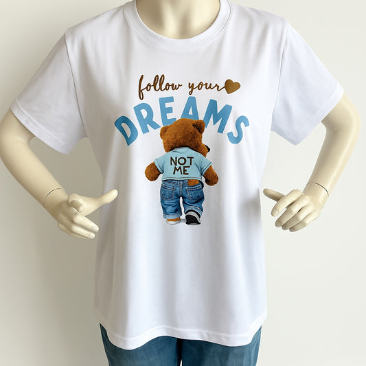 Weißes T-Shirt "Dreamy Bear Blau" – Trau dich, anders zu sein!