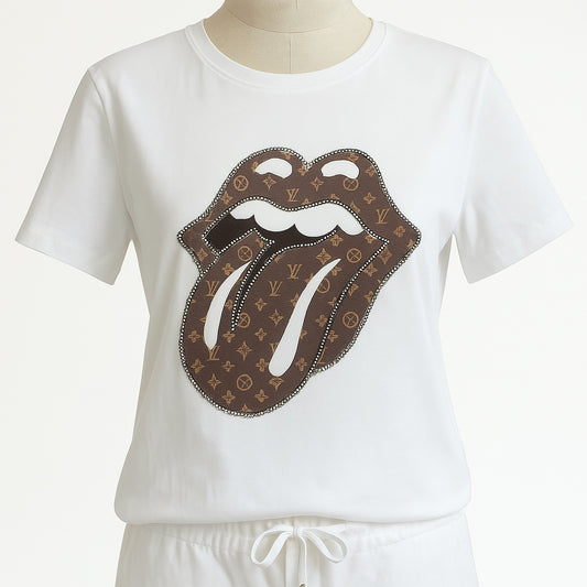 Weißes T-Shirt Mund