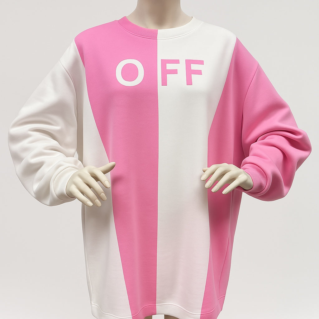 Sweatshirt in Rosa-Weiss Oversize