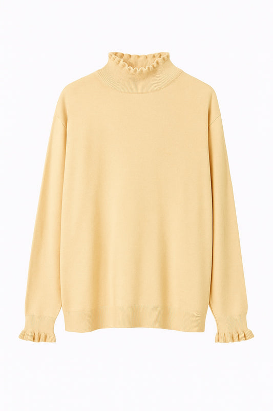 Rollkragenpullover mit Rüschen