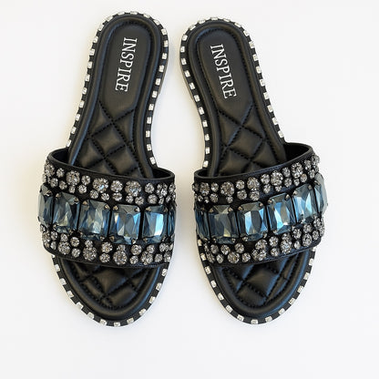 Silver Glam Slides – Luxus Strass Sandalen ✨