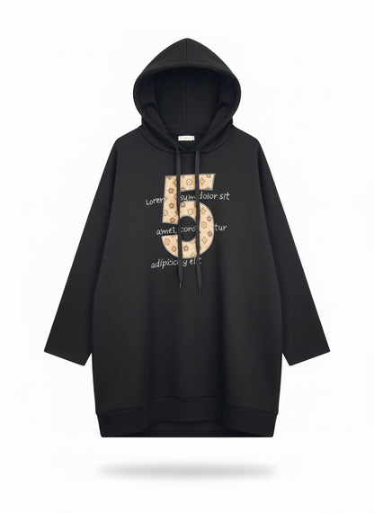 Hoodie Curvy schwarz und grau