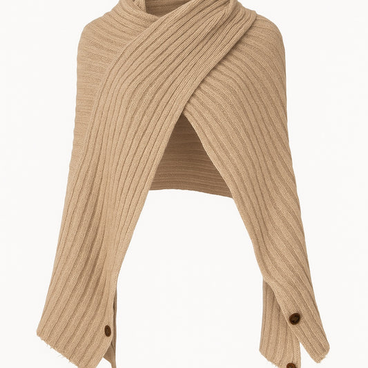 Strick-Überwurf mit Knöpfen – Beige