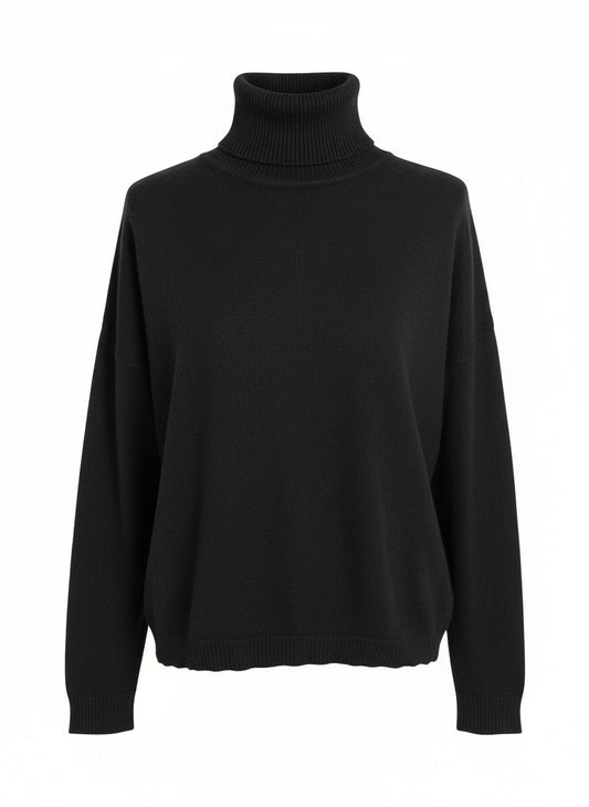 Basic Schwarz Kaschmir Rollkragenpullover