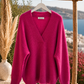 💖 Fuchsia Luxury Knit – Kuschelpullover mit V-Ausschnitt (38-42)