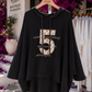 Oversize Hoodie „No. 5“ Schwarz – leichter Viskose-Sweater mit Glitzersteinen | 40–46 | Boutique in Heaven