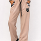 Damen Zweiteiler Beige aus Viskose-Mix – Collegejacke mit Reißverschluss & Hose mit Gummizug und Kordelzug 38-42