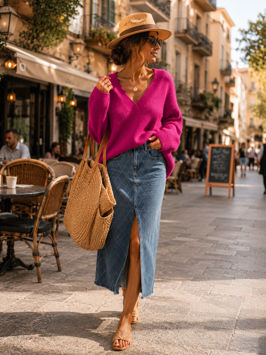 💖 Fuchsia Luxury Knit – Kuschelpullover mit V-Ausschnitt (38-42)