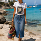 Ibiza Denim Dream Jeansrock – Midi Jeansrock mit Frontschlitz & Taschen 💙✨
