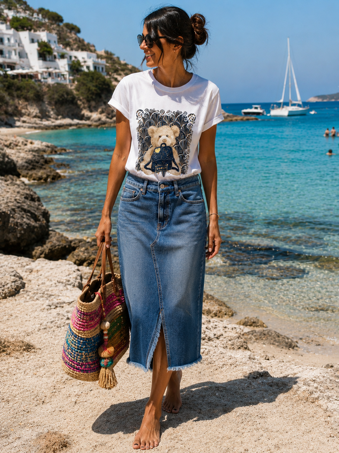 👑 Teddy Glam Luxury Shirt – Exklusiver Goldprint mit Teddy & Designer-Bag | 38–42 👑