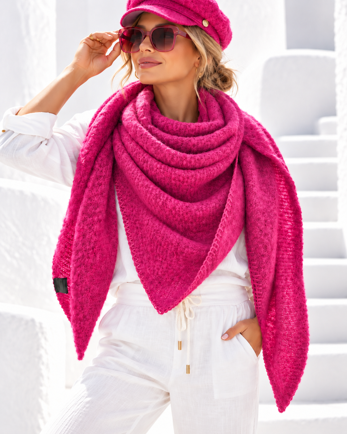 Damen Dreieckstuch Pink aus 100 % Viskose