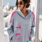Oversize Damen Hoodie Hellblau mit Neon-Print & Kapuze – Leichter Kapuzenpullover 38–42+