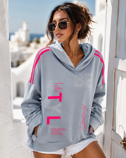 Women's Hoodie Hooded Sweatshirt with Neon Letters (UK 10-16)