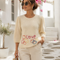 Les Blondinettes Alpaca Knit Sweater for Women White – Love Sweater 3/4 Sleeve