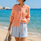 Women's Cardigan Apricot with Smiley Patch & Heart Buttons | Cardigan 38–42