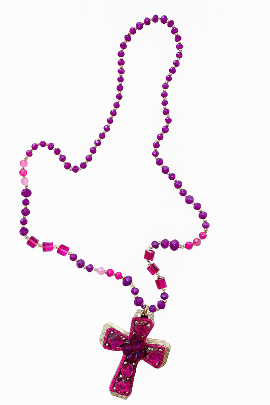 MysticCross Kette – Lila/Pin