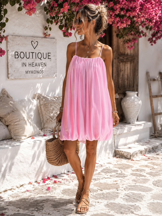 Pleated spaghetti strap dress
