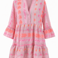 Boho Sommerkleid Damen Pink „Happy Day“ – Viskose Kleid mit 3/4-Ärmeln (Gr. 38-42)