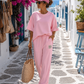 Rosa Viskose-Zweiteiler „Pink Paradise“ – Oversize Shirt & Palazzo-Hose 38-42