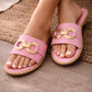 Damen Sandalen Rosa mit Gold-Detail – Bequeme Sommerschuhe & Slides