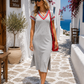 💚 Milano Sport Chic Maxi Dress Khaki – Summer Favorite with V-Neck & Leg Slit (34-38)
