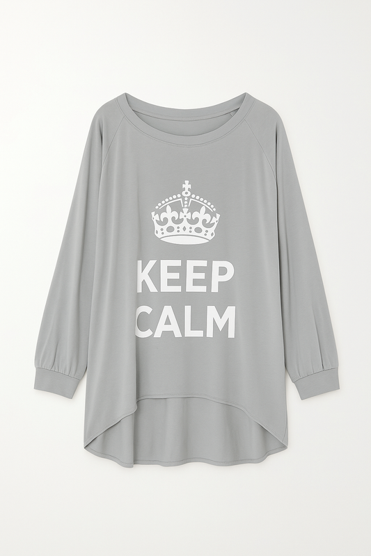 KEEP CALM Oversize Sweater (Grau)