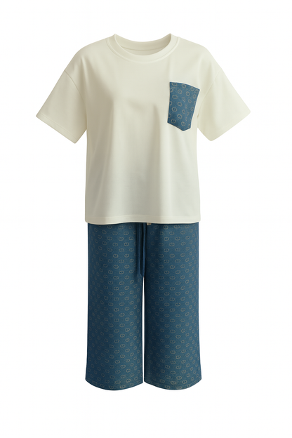 Zweiteiler  in Blau I Braun