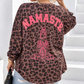 Curvy Damen Sweatshirt Braun Leo-Print Oversize Namaste Rückenprint 44–54