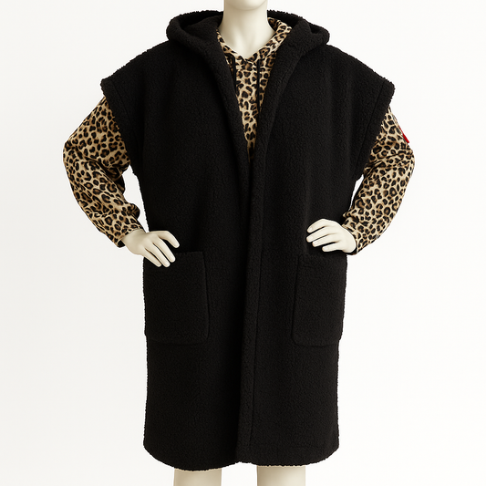 4 Weste schwarz Teddyfell