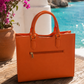 Statement Shopper Damen Orange – Canvas & Lederoptik Handtasche | 30x27 cm