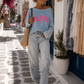 Paris Sweatshirt Women 100% Cotton | Neon Print | Lace Sleeves | Oversize 38–42 | 4 Colors