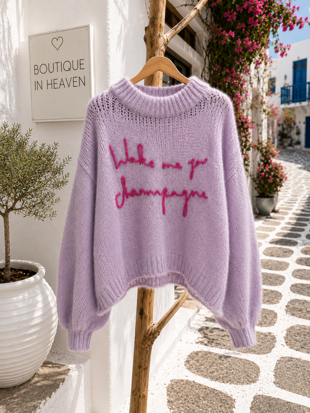 ✨ Wake Me Champagne – Oversized Knit Sweater in Pink & Lilac | Boxy Trendy Sweater (38–42+)