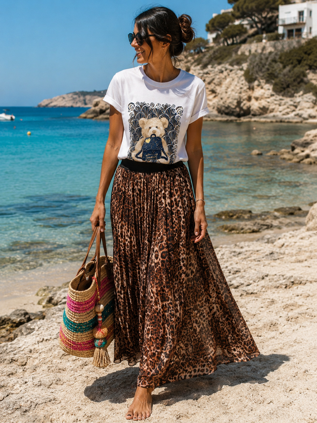 👑 Teddy Glam Luxury Shirt – Exklusiver Goldprint mit Teddy & Designer-Bag | 38–42 👑
