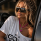Black statement necklace with double ring pendant