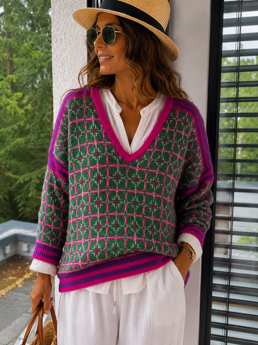 ✨ Les Blondinettes „Colour Crush“ – Luxus Wollmix-Pullover mit V-Ausschnitt